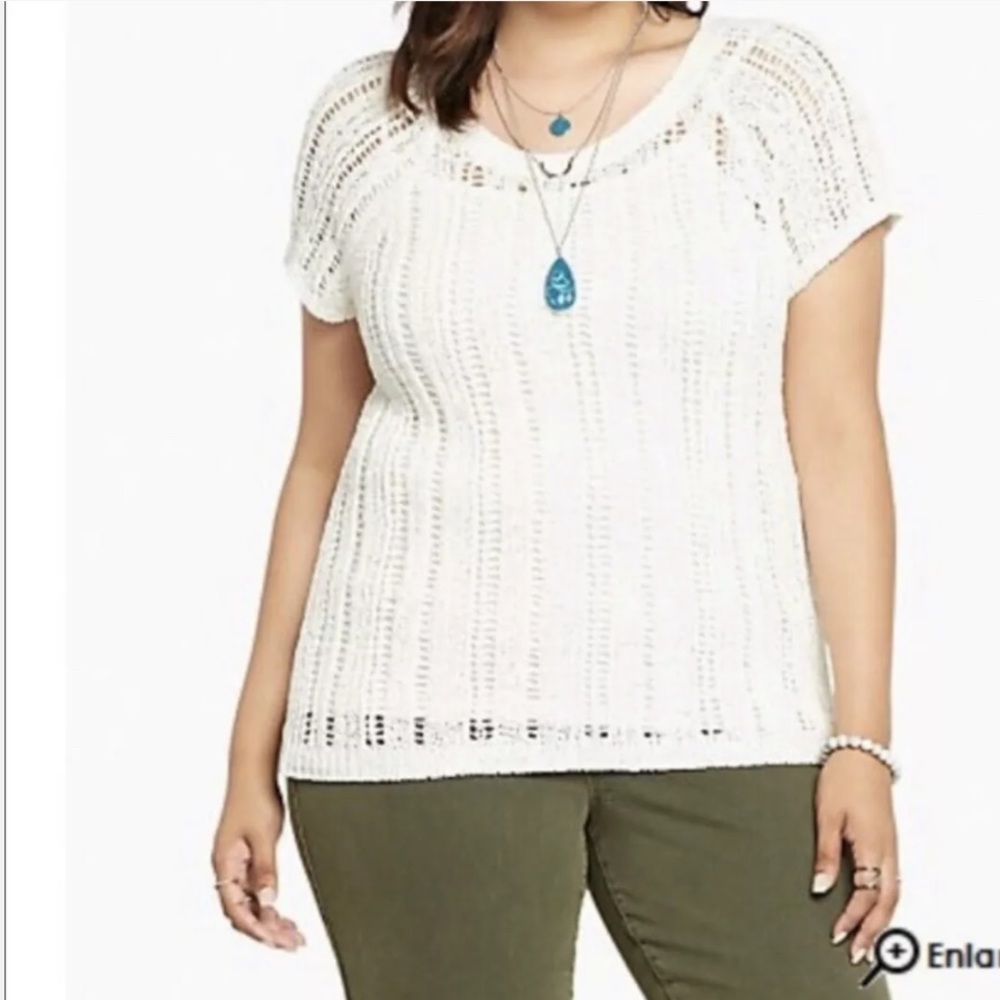 Torrid white open stick Dolman Blouse NWT